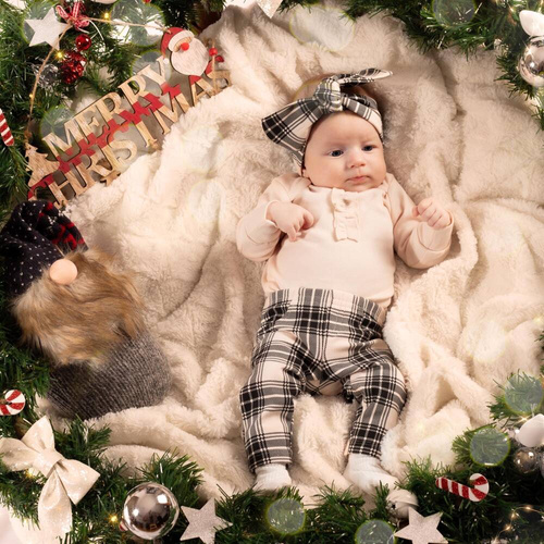 Body z długim rękawem 163633 "Magia Świąt" Nicol - beżowy/ falbanka