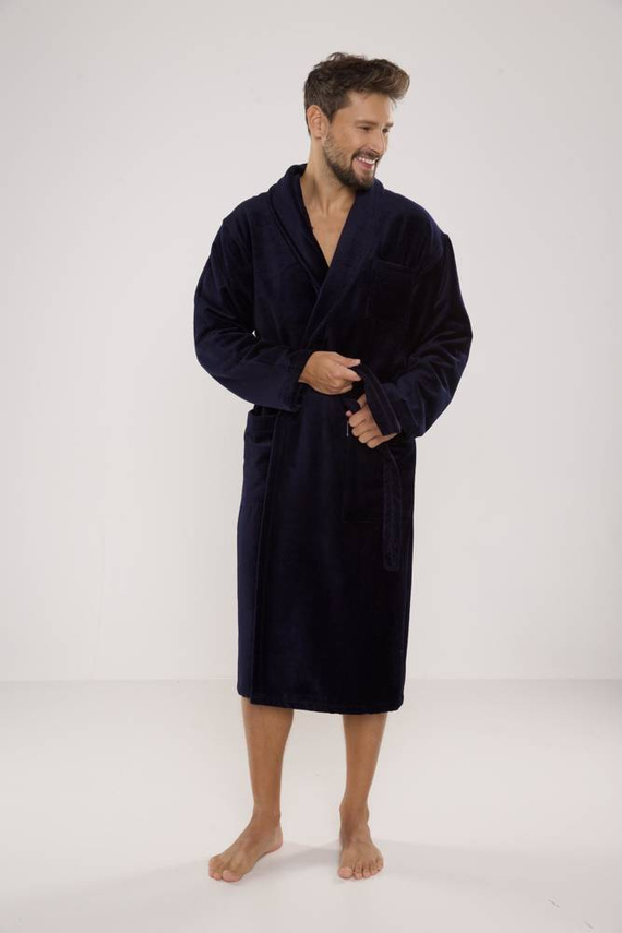 803 / 819 Twin Frotte szlafrok męski Forex - cały granatowy (dark blue)