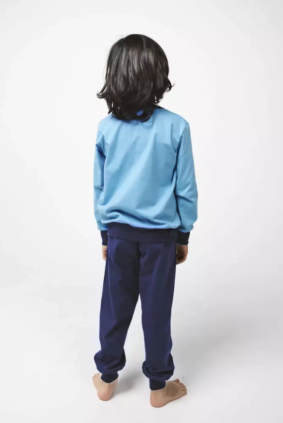 Piżama chłopięca długi rękaw, spodnie Italian Fashion Remek - niebieski