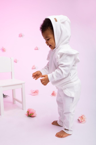 Komplet welurowy 169300 "Mix" bluza + spodnie Nicol - waniliowy