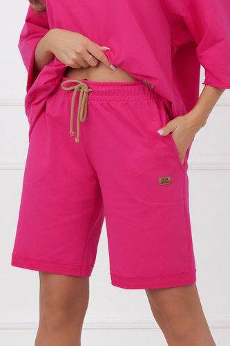 Spodenki damskie Kaori Italian Fashion bawełniane z kieszeniami-fuksja
