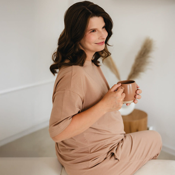 T-shirt damski oversize Eevi for Women beżowy – bawełna & modal | Minimalistyczny, wygodny