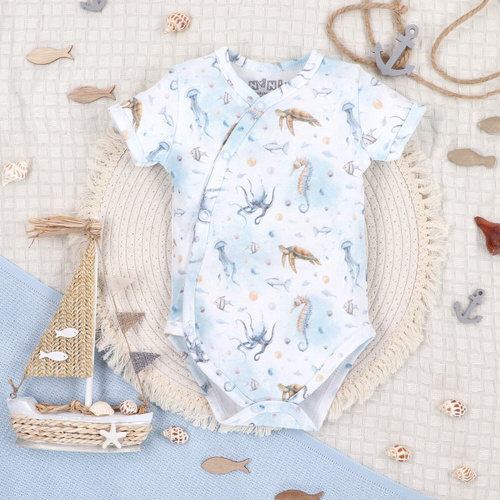 ABN-5443 Sea Of Joy Body kopertowe z krótkim rękawem Nini – bawełna organiczna, dla niemowląt