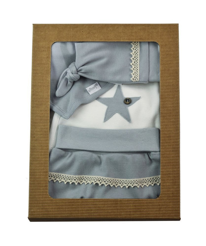 163010 Komplet czapka, body, apaszka i spodnie "Magia Świąt" Nicol - szary