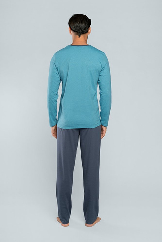 Brend Piżama męska długi rękaw, spodnie Italian Fashion - szary melanż