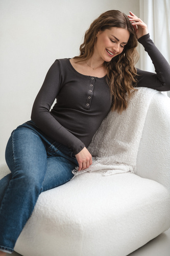 Bluzka ciążowa i do karmienia Tummy Milk&Love wiskoza grafitowa