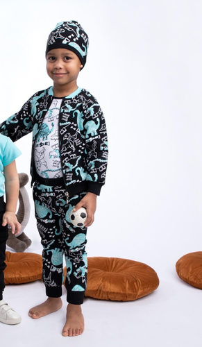 Bluza dresowa rozpinana 178271 "Dino" Nicol - czarny/turkusowy