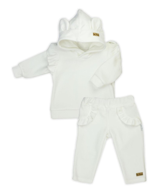 Komplet welurowy 169300 "Mix" bluza + spodnie Nicol - waniliowy