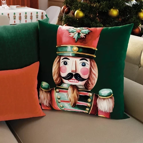 PBN279 Dziadki do orzechów Poszewka świąteczna Markizeta zielony