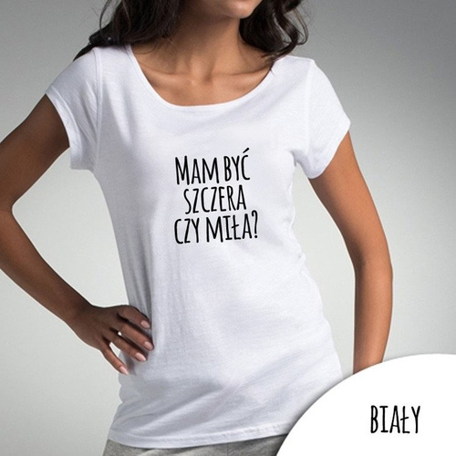 Bluzka damska "Szczera czy miła" Moocha biały