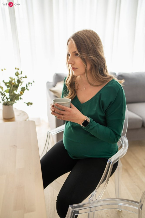 Two Ways Milk&Love bluzka ciążowa i do karmienia butelkowy zielony