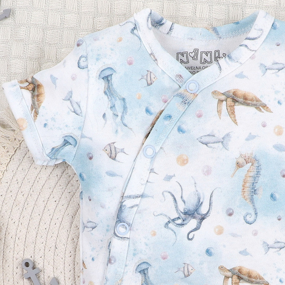 ABN-5443 Sea Of Joy Body kopertowe z krótkim rękawem Nini – bawełna organiczna, dla niemowląt