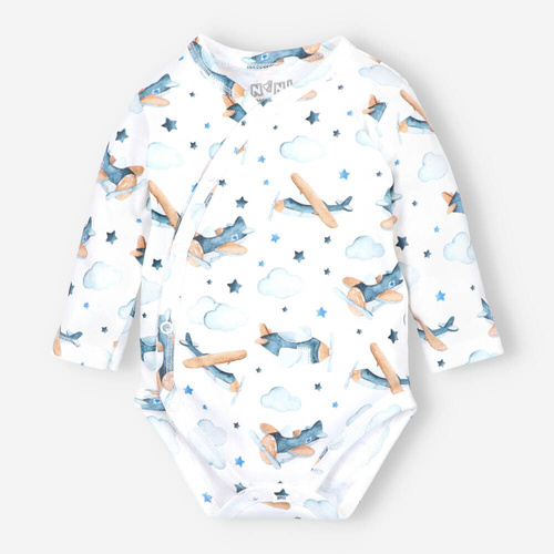 ABK-0011/SAM Samoloty Komplet niemowlęcy z bawełny organicznej Nini granatowy