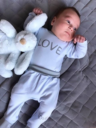 "Love" Body z długim rękawem Terjan - niebieski