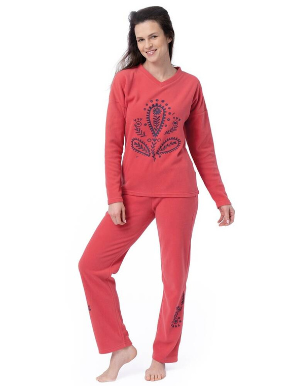 LHS 254 Piżama Damska długi rękaw i długie spodnie Key koralowy