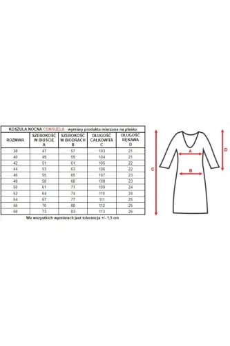 6127 Consuela koszula nocna damska Mewa burgundowy