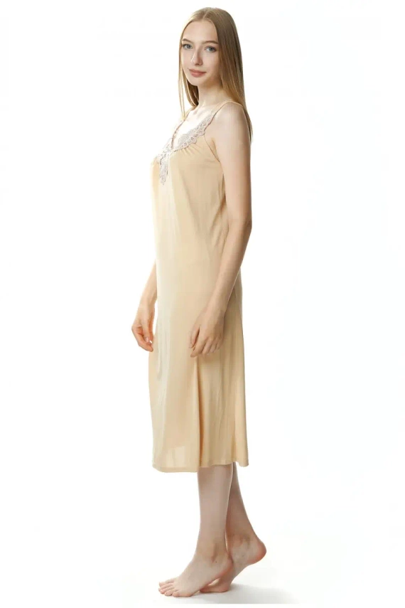 4114 Róża halka koszula nocna damska Mewa beżowy