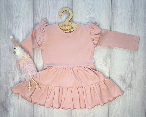 Mamatti SP502 – elegancka sukienka welurowa ecru dla dziewczynki