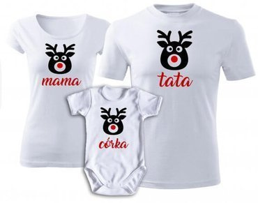"MAMA TATA CÓRKA RENIFERY" Moocha zestaw koszulek świątecznych