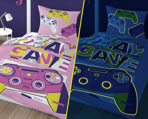 3582 B Game Over Pady Detexpol Pościel bawełniana świecąca w ciemności