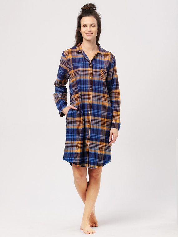 LND 481 Flanela Koszula damska Key -granatowy