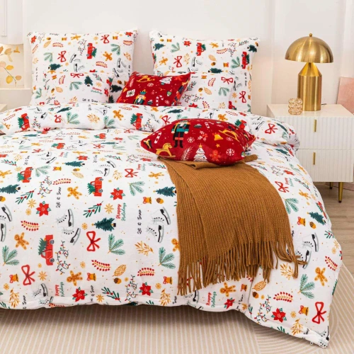 Merry Cozy Pościel świąteczna biały miś Spod Igły i Nitki– mikrofibra pluszowa 210 g/m²