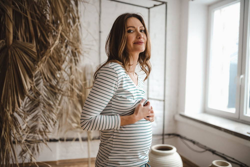 Milk Shirt Milk&Love Bluzka ciążowa i do karmienia w zielono-białe paski