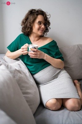 Spódnica ciążowa Tummy z dzianiny w prążki Milk&Love jasny melanż