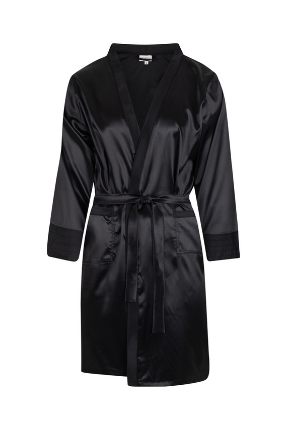 Ares Szlafrok męski satynowy ByShelly - czarny