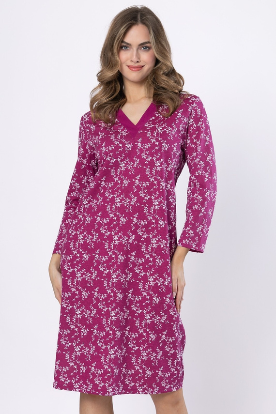 Emili 1635 Koszula damska Leveza bawełna długi rękaw amarantowy – klasyczna i wygodna