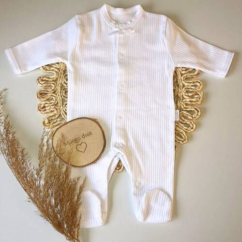 PA083 Prążek Mamatti Pajac niemowlęcy - biały