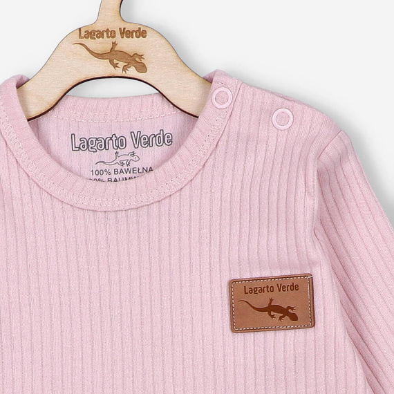 KAR-0002/JRO Rampers z dzianiny prążkowej Lagarto Verde - różowy