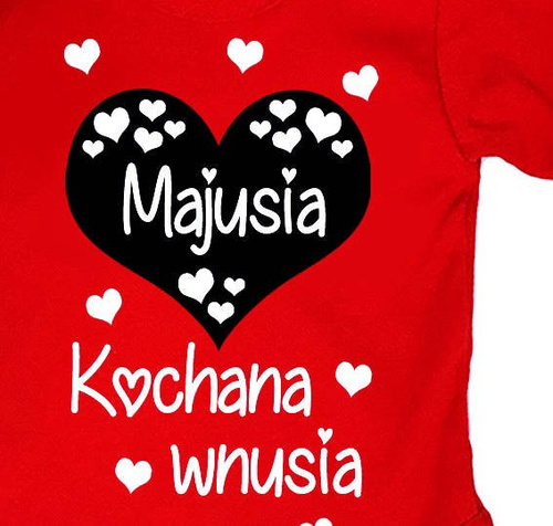"KOCHANA WNUSIA z imieniem" Moocha body długi rękaw czerwony