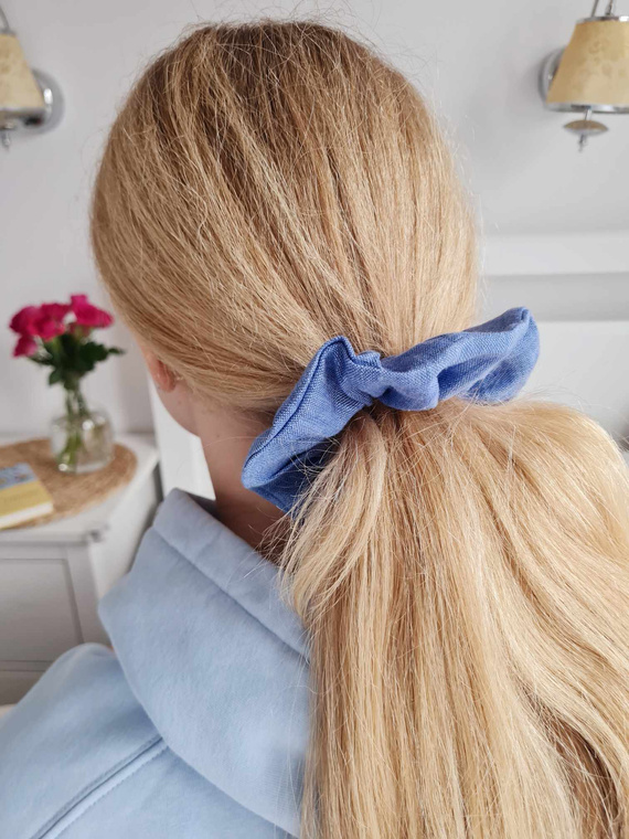 GL Scrunchie lniana gumka do włosów Marija - niebieski