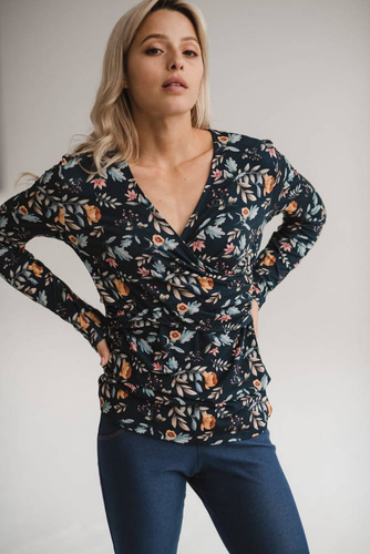 Milk Bar Bluzka do karmienia i ciążowa Milk&Love granatowa w print