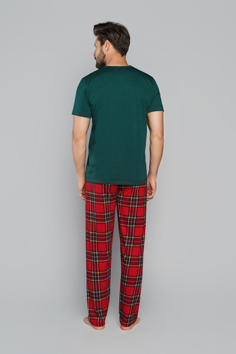 Narwik Piżama Męska krótki rękaw, długie spodnie Italian Fashion-  zielony/druk
