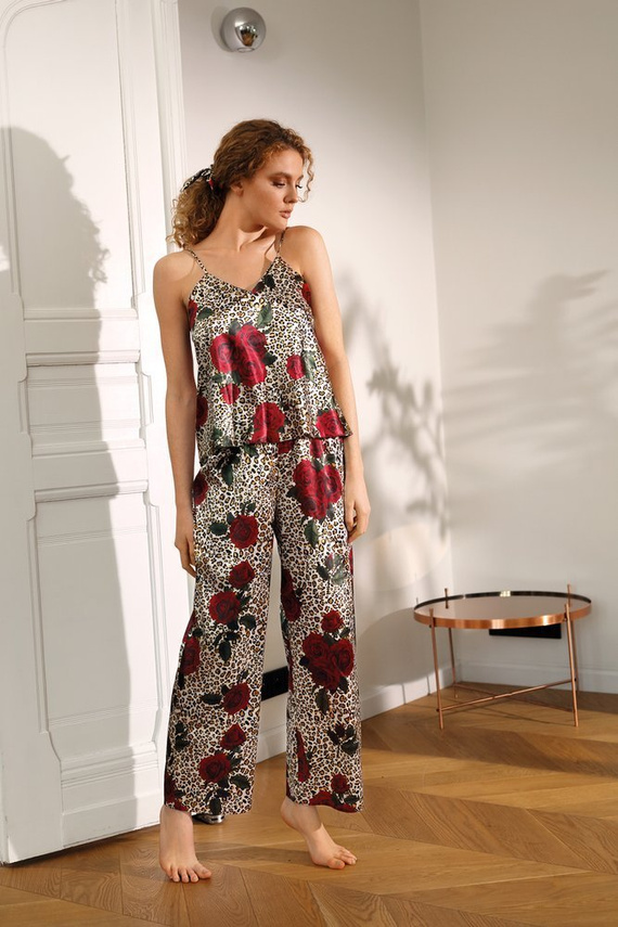 DK-KI Flowers Komplet Damski Piżama DKaren - 6 ecru