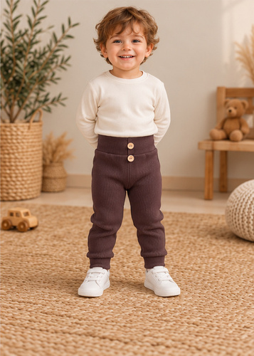 LJ816 Mamatti Legginsy dziewczęce dzwony - brązowy