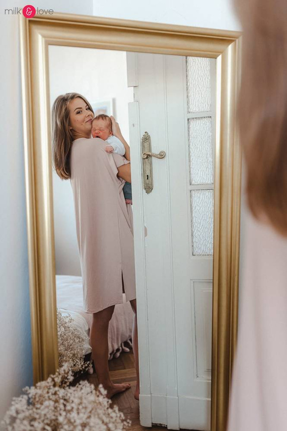 Moon bambusowa koszula nocna ciążowa i do karmienia Milk&Love eukaliptus