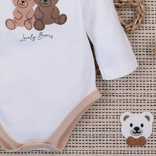 Body kopertowe z bawełny organicznej Sweet Bears Nini biały