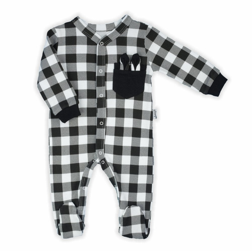 Pajacyk niemowlęcy 163356 "Bunny Kratka" Nicol - czarno-biały