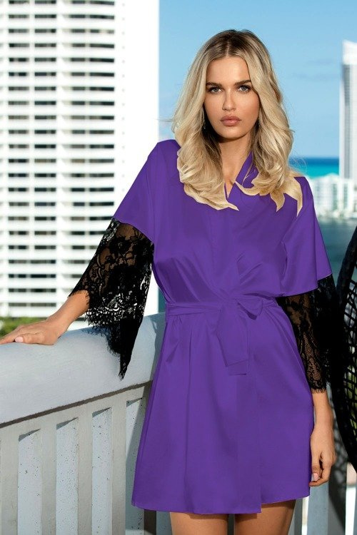 Dagmara Satynowy Szlafrok Damski DKaren - borowy