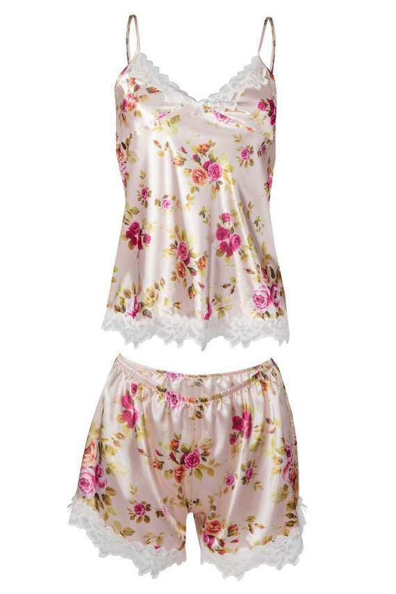 Flowers Komplet piżama damska DKaren -DK-KV granatowy 009