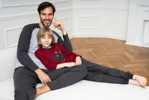 Morten Italian Fashion Piżama dziecięca bordowy/c.melanż 