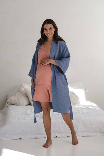 Moon bambusowe spodnie od piżamy ciążowej krótkie Milk&Love herbaciana róża