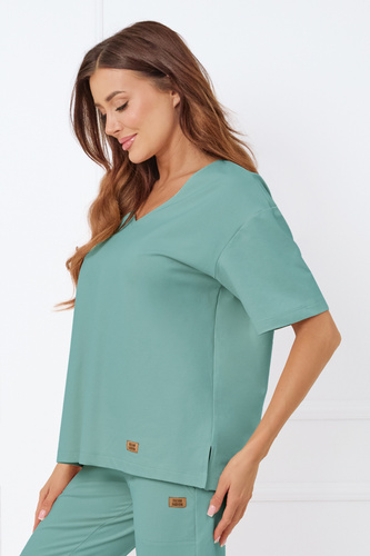 Caro Bluzka z krótkim rękawem Italian Fashion - szałwiowy