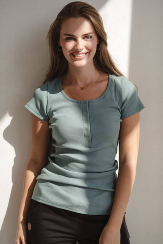 Tummy Bluzka ciążowa i do karmienia z krótkim rękawem Milk&Love patynowy