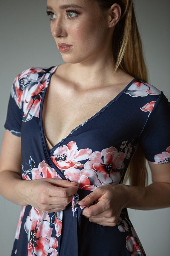 122 Sukienka ciążowa i do karmienia MIRACLE- granatowy