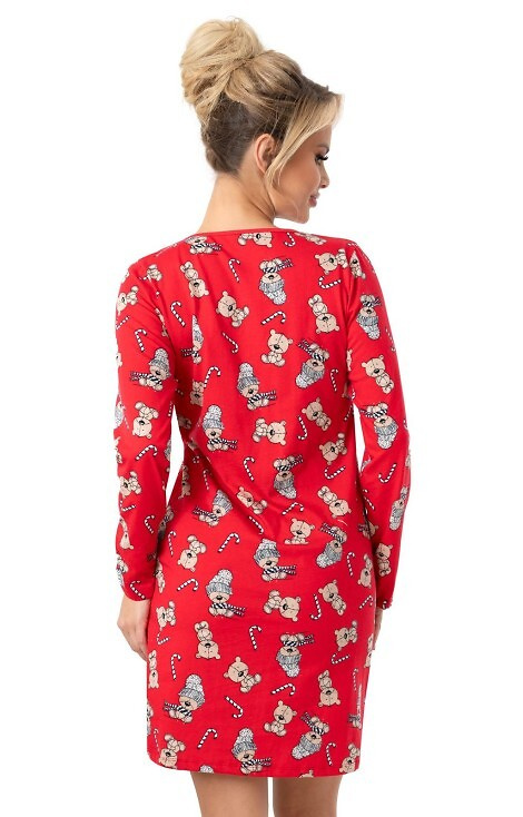 Bear Koszula nocna damska Donna – bawełniana, świąteczna, z kieszeniami