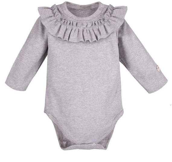 Body z długim rękawem, falbana "Simply Comfy" Ewa Klucze-szary melanż 